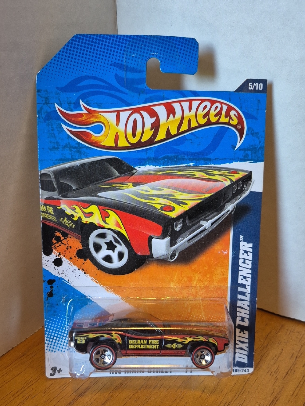 D1 Hot Wheels Dixie Challenger - Black with Red and Yellow Flame Graphics